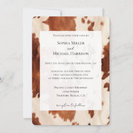 Southwest Cream Brown Cowhide Western Wedding Inbjudningar