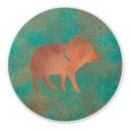 Southwest Cute Javelina Baby Copper Teal Knopp