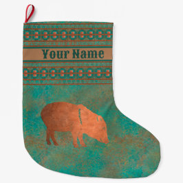 Southwest Cute Javelina Momma Personlig Stor Julstrumpa