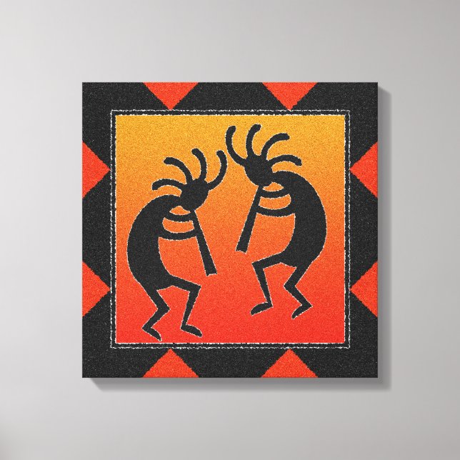 Southwest Dancing Kokopelli Design Canvastryck (Framsida)