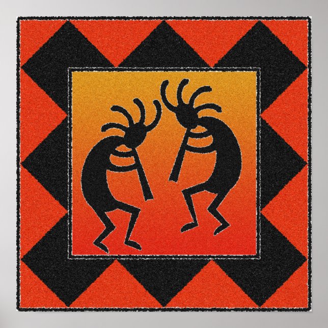 Southwest Dancing Kokopelli Design Poster (Framsidan)