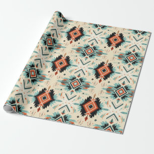 Southwest Desert Blue Adobo Terracotta Mönster Presentpapper