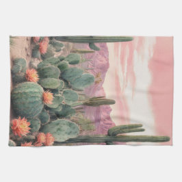 Southwest Desert Cactus Scene Kökshandduk