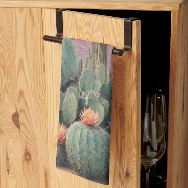 Southwest Desert Cactus Scene  Kökshandduk (Thirds Fold)