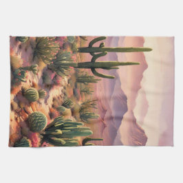 Southwest Desert Cactus Scene Kökshandduk