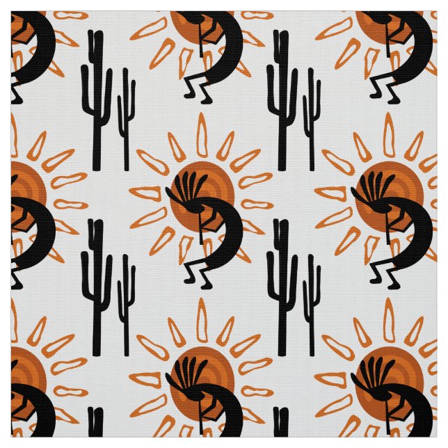 Southwest Desert Kokopelli Sol Fabric Tyg (Provkarta)