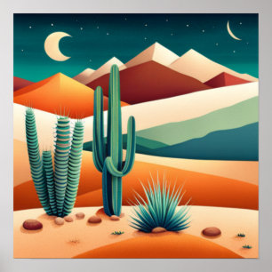 Southwest Desert Måne Poster