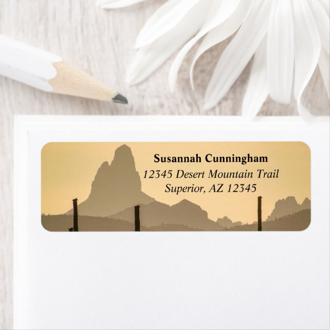 Southwest Desert Mountain Weaver's Nål Arizona Returadress Etikett (Insitu)