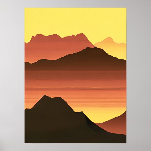 Southwest Desert Sunset med berg Poster (Framsidan)