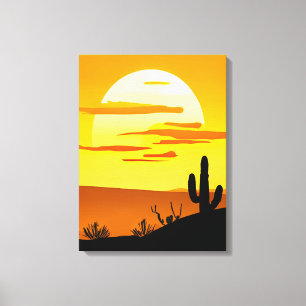 Southwest Desert Sunset with Cactus Canvastryck