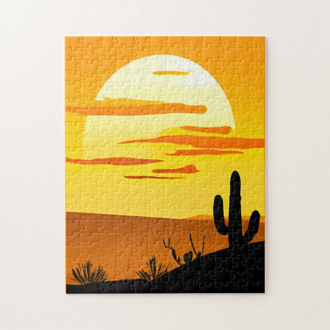 Southwest Desert Sunset with Cactus Pussel (Vertikal)