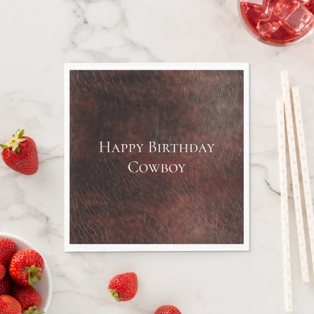 Southwest Faux Brown Leather Cowhide Pappersservett (Insitu)