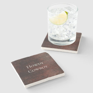 Southwest Faux Brown Leather Cowhide Stenunderlägg