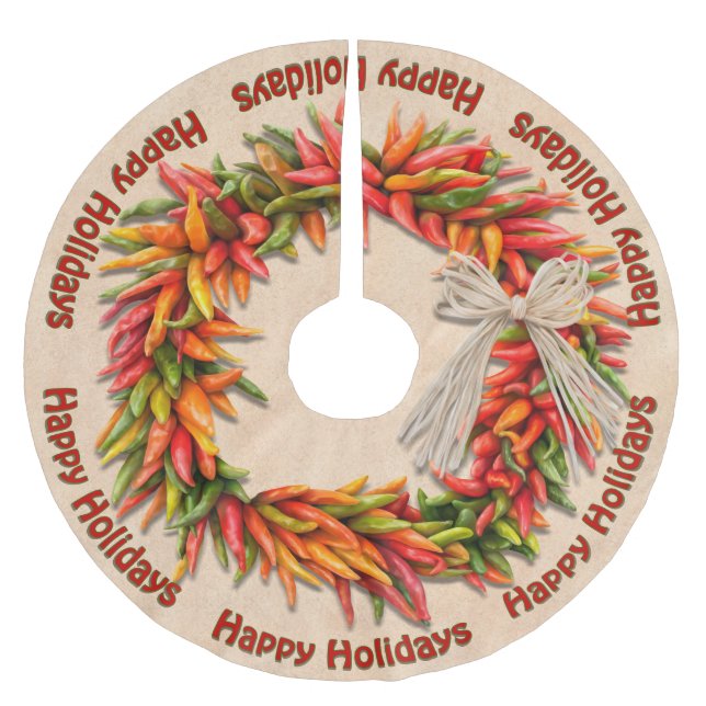 Southwest Festive Chile Ristra Wreath Personalized Julgransmatta Borstad Polyester (Framsidan)