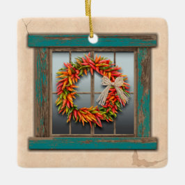 Southwest Festive Chile Wreath Personalized Julgransprydnad Keramik