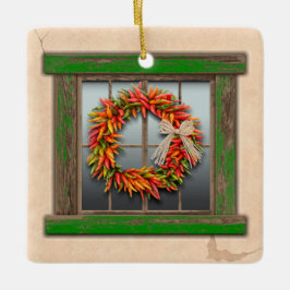 Southwest Festive Chile Wreath Window Personalized Julgransprydnad Keramik