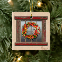 Southwest Festive Chile Wreath Window Personalized Julgransprydnad Keramik