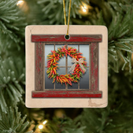 Southwest Festive Chile Wreath Window Personalized Julgransprydnad Keramik