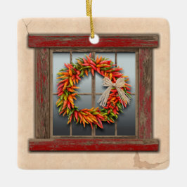 Southwest Festive Chile Wreath Window Personalized Julgransprydnad Keramik