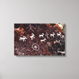 SOUTHWEST FÖR AMERIKAN FÖR PETROGLYPHSNEVADA ÖKEN CANVASTRYCK