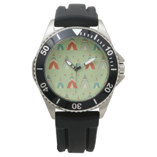 Southwest Geo kliver det gröna Teepeemönster Armbandsur