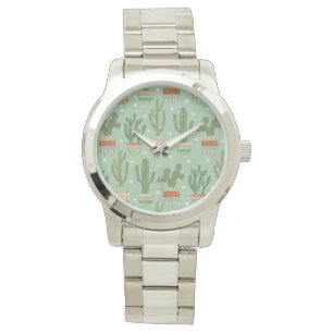 Southwest Geo kliver det lade in kaktusmönster Armbandsur