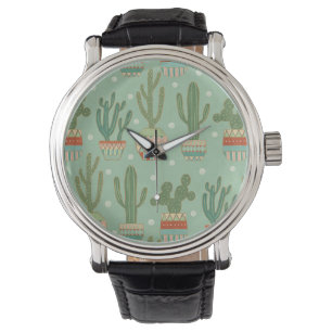 Southwest Geo kliver det lade in kaktusmönster Armbandsur