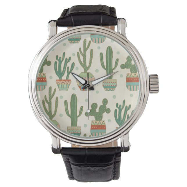 Southwest Geo Step | Cactus Mönster Armbandsur (Framsida)