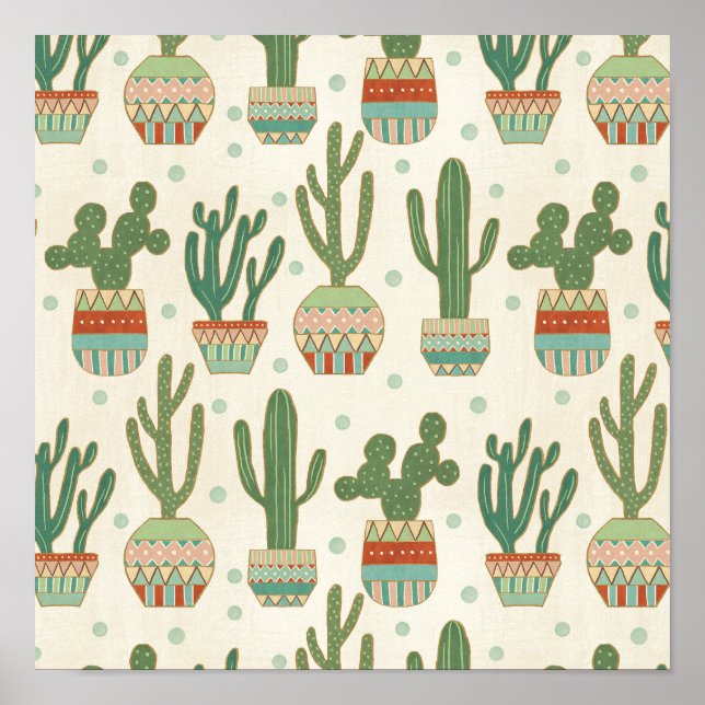 Southwest Geo Step | Cactus Mönster Poster (Framsidan)