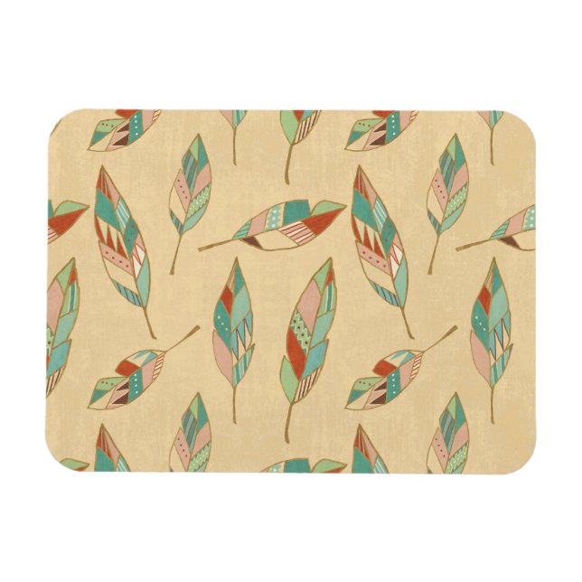 Southwest Geo Step | Coral Feather Mönster Magnet (Horisontell)