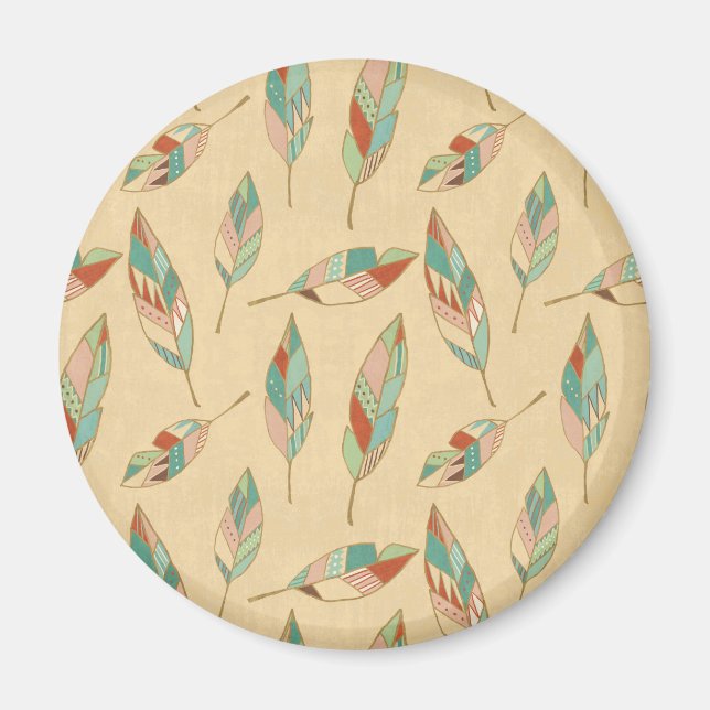 Southwest Geo Step | Coral Feather Mönster Magnet (Framsidan)