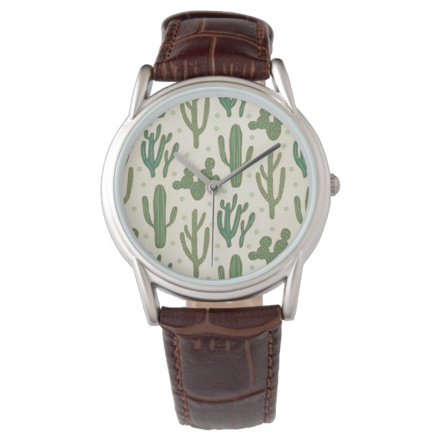 Southwest Geo Step | Desert Cactus Mönster Armbandsur (Framsida)