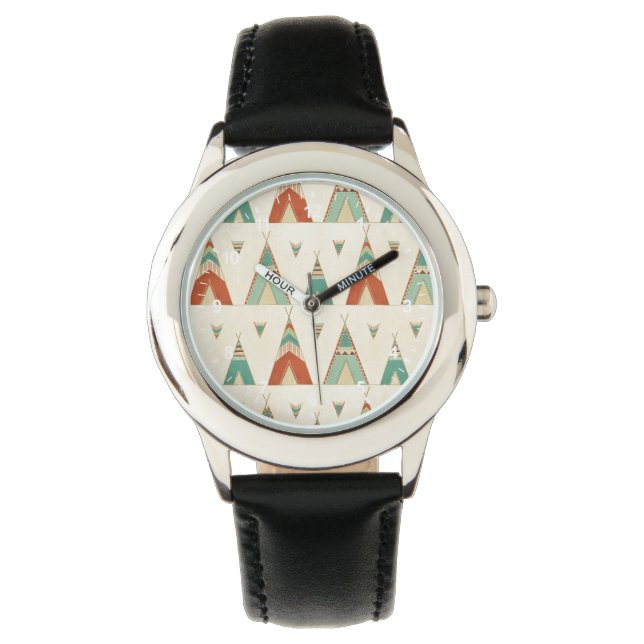 Southwest Geo Step | Geometric Teepee Mönster Armbandsur (Framsida)