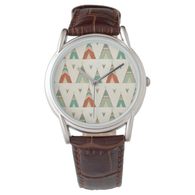 Southwest Geo Step | Geometric Teepee Mönster Armbandsur (Framsida)