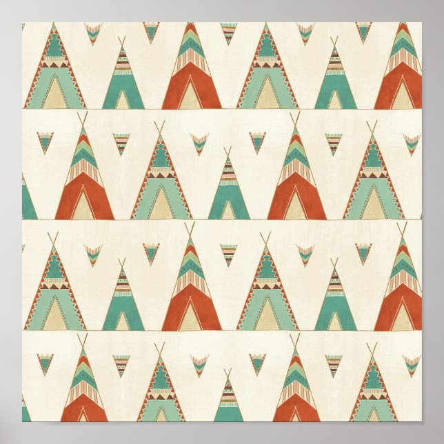 Southwest Geo Step | Geometric Teepee Mönster Poster (Framsidan)
