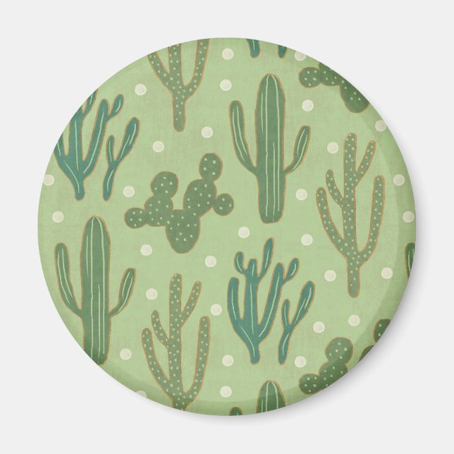 Southwest Geo Step | Grönt Cactus Mönster Magnet (Framsidan)