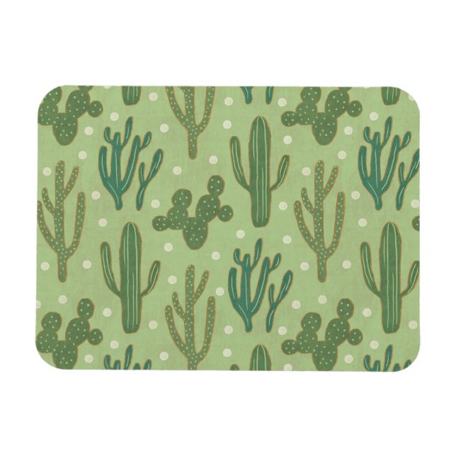 Southwest Geo Step | Grönt Cactus Mönster Magnet (Horisontell)
