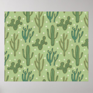 Southwest Geo Step Grönt Cactus Mönster Poster