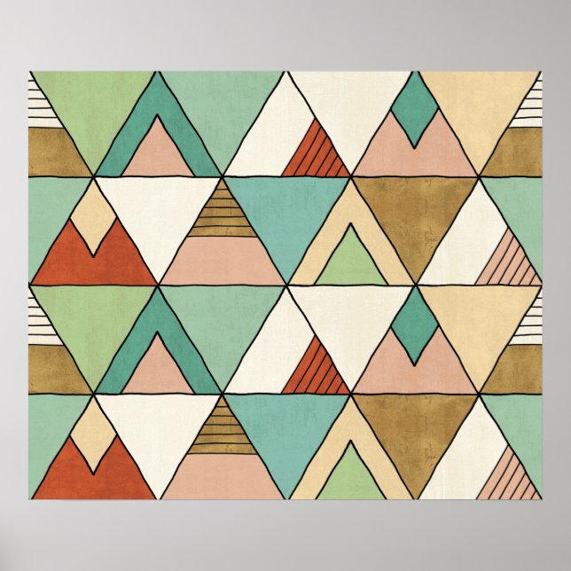 Southwest Geo Step | Hand plockade-stammen Mönster Poster (Framsidan)