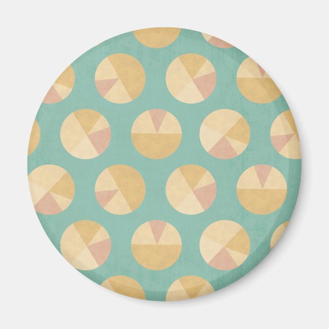 Southwest Geo Step | Orange och Grönt Circle Mönst Magnet (Framsidan)