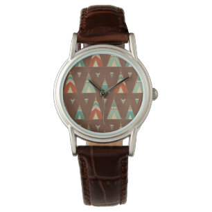 Southwest Geo Step   Teal Teepee Mönster Armbandsur