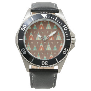 Southwest Geo Step   Teal Teepee Mönster Armbandsur