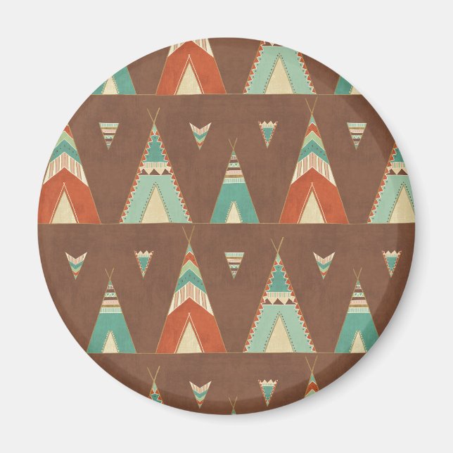 Southwest Geo Step | Teal Teepee Mönster Magnet (Framsidan)