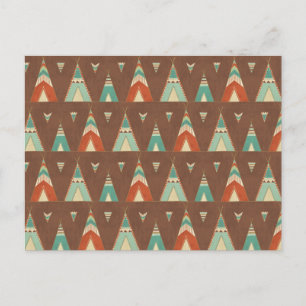 Southwest Geo Step Teal Teepee Mönster Vykort