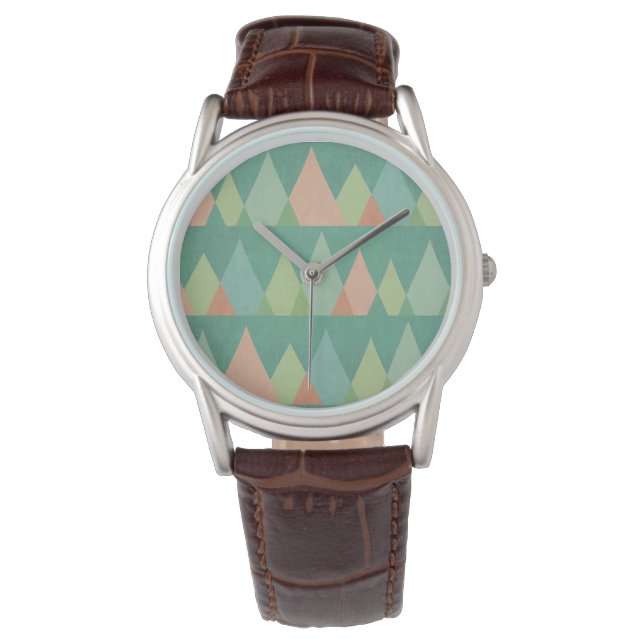 Southwest Geo Step | Teal Triangle Mönster Armbandsur (Framsida)