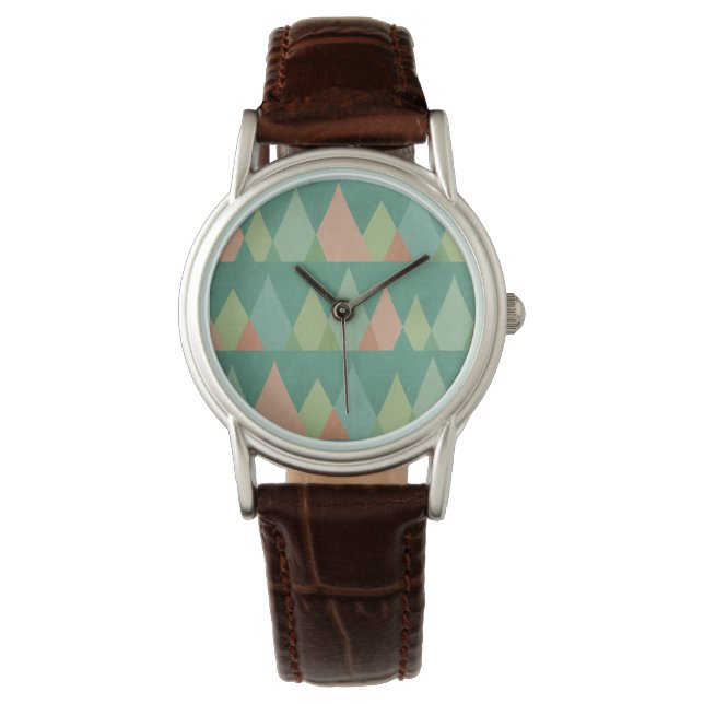 Southwest Geo Step | Teal Triangle Mönster Armbandsur (Framsida)