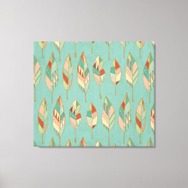 Southwest Geo Step | Vattenfärg Feather Mönster Canvastryck (Framsida)