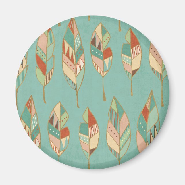 Southwest Geo Step | Vattenfärg Feather Mönster Magnet (Framsidan)