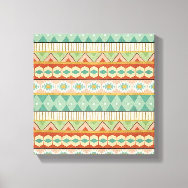 Southwest Geo Step | Vattenfärgstammen Mönster Canvastryck (Framsida)