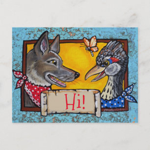 Southwest Hej Coyote Roadrunner Souvenir Vykort